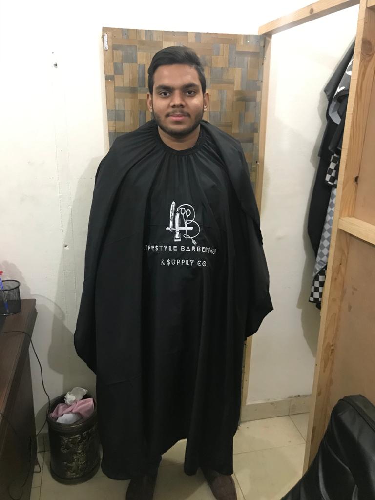 LV Barber Cape customize logo - Al-Fatir Barber Kings
