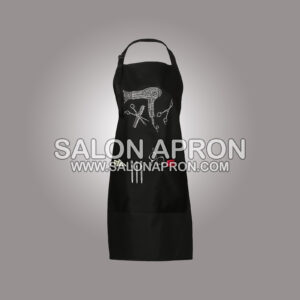 Hair Stylist Apron with Rhinestone Tools for Hairdresser 3 Pockets and Long Ties