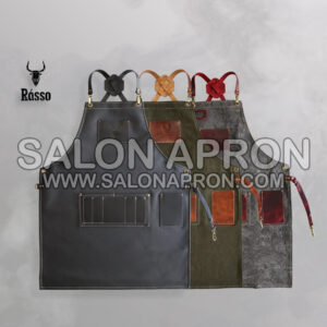 Hair salon apron, premium quality leather, sophisticated, logo personalized & haircolorist easy clean all leather variation