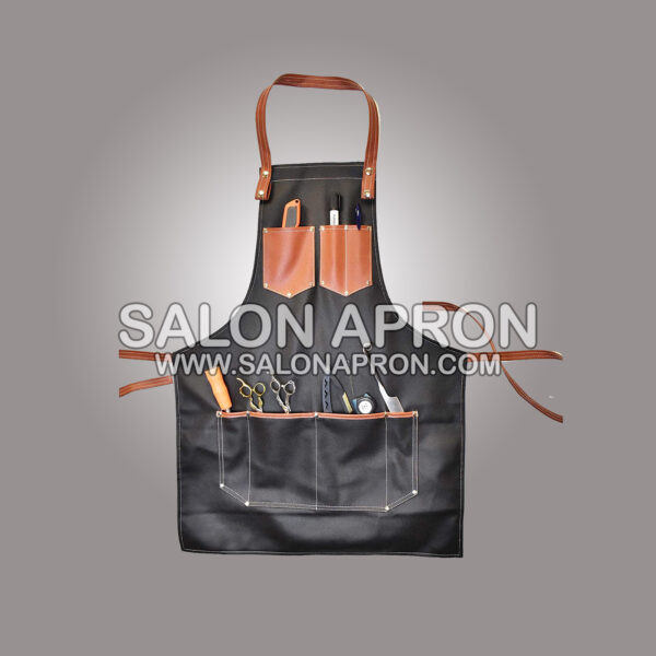 Hairdresser Barber Leather Apron Haircutting Aprons with Waterproof Pockets