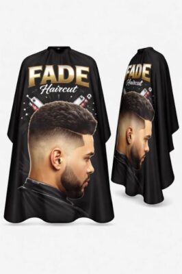Upgrade your barbershop with a fade haircut print barber cape. Lightweight, waterproof, anti-static, and perfect for professional daily use
