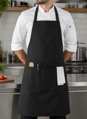 black apron with pocket