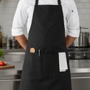 black apron with pocket